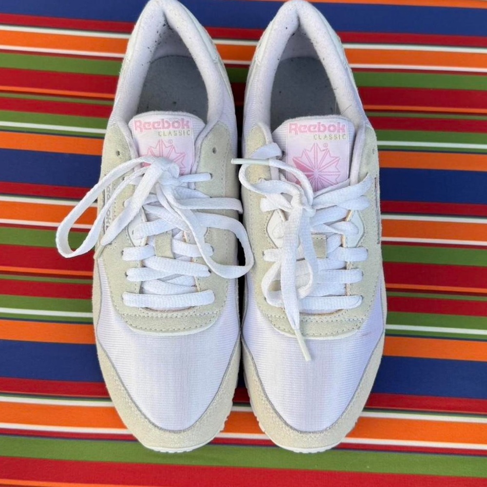 Reebok White and Pink Athletic Shoes